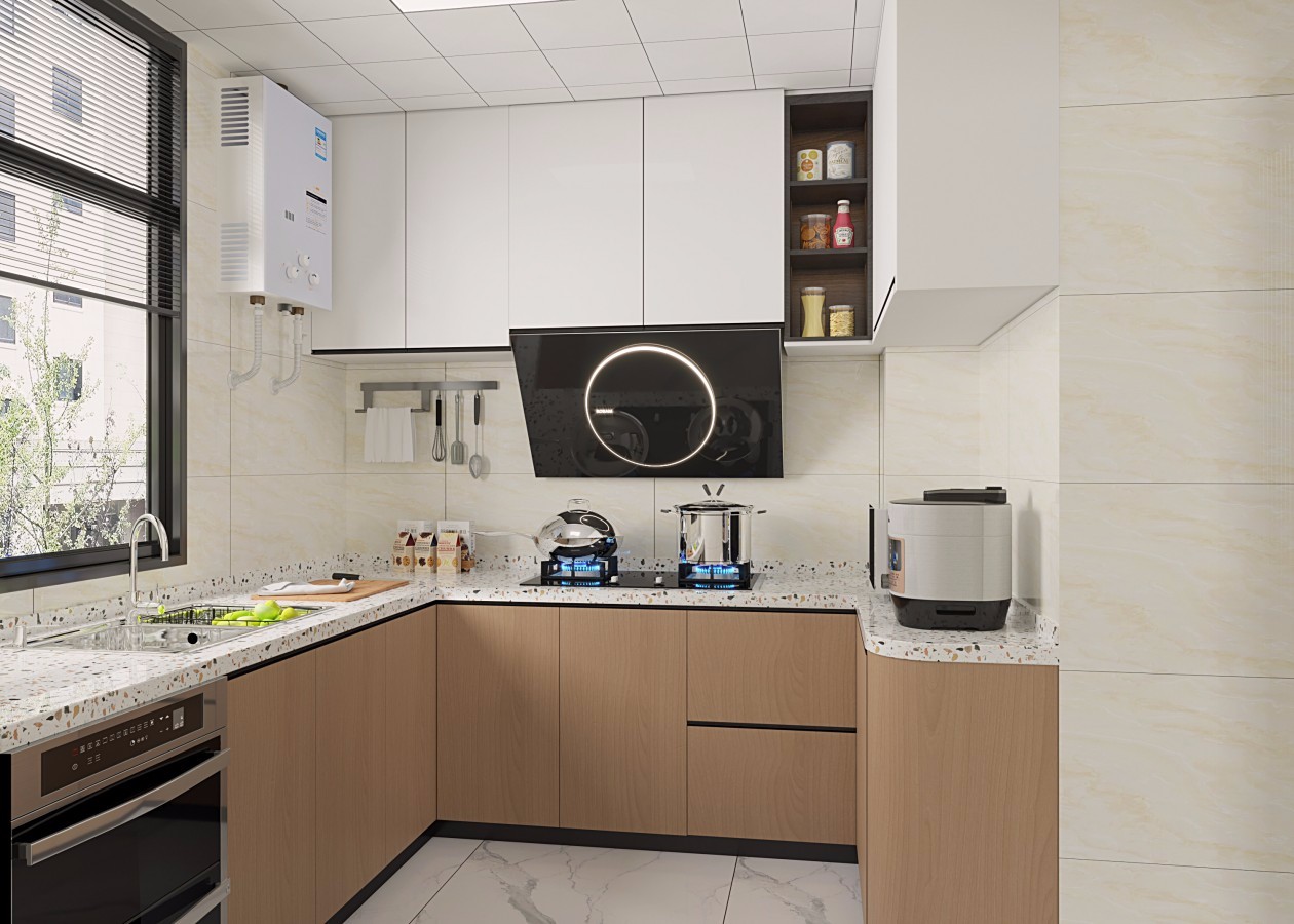 恒大綠洲80m&sup2;北歐風案例-廚房效果圖