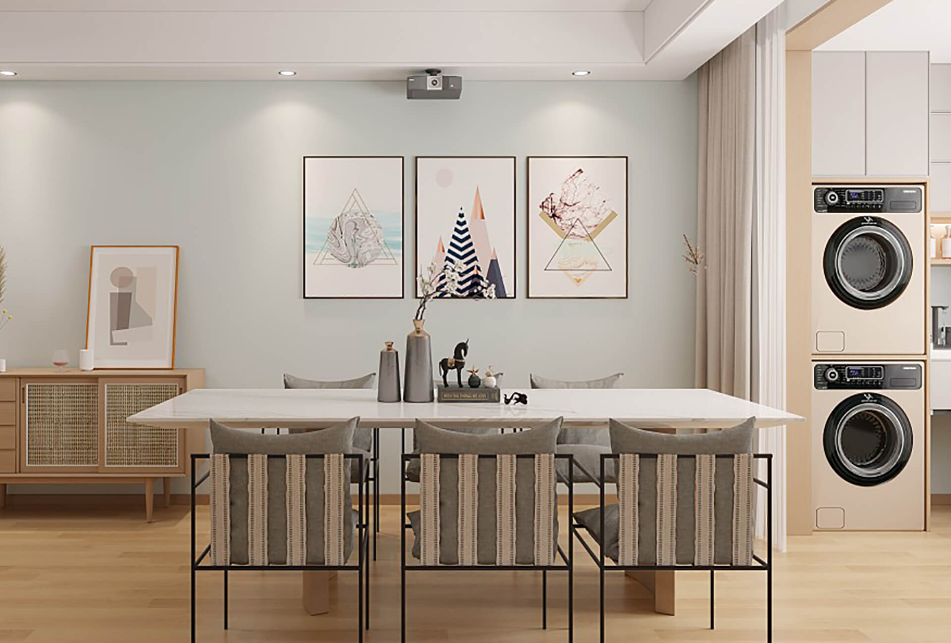 恒大綠洲80m&sup2;北歐風案例-餐廳效果圖